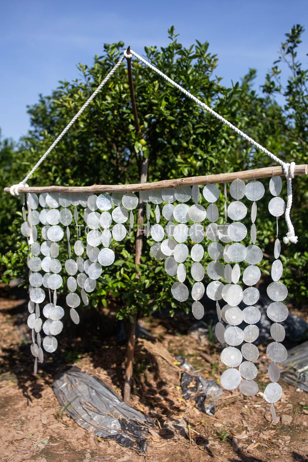 Capiz Shell Wall Hanging, Sea Shells Wall Art, Shell Wall Curtain, Boho ...
