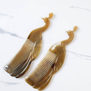 Natural Buffalo Horn Comb for Women, Wide Tooth Comb Detangling Hair, Personalized Bohemian Accessories, Gift for Her, Mother&#39;s Day Gift