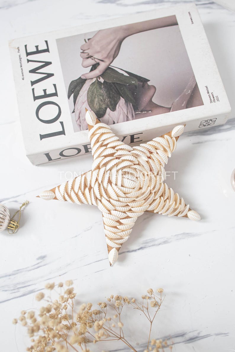 Christmas Shell Tree Topper, Coastal Nautical Boho Christmas Star ...