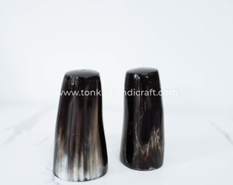 Set of 2 Buffalo Horn Salt and Pepper Shakers Jar, Dinner Table Pepper and Salt Shakers, Unique Vintage Dinnerware, Housewarming Gift