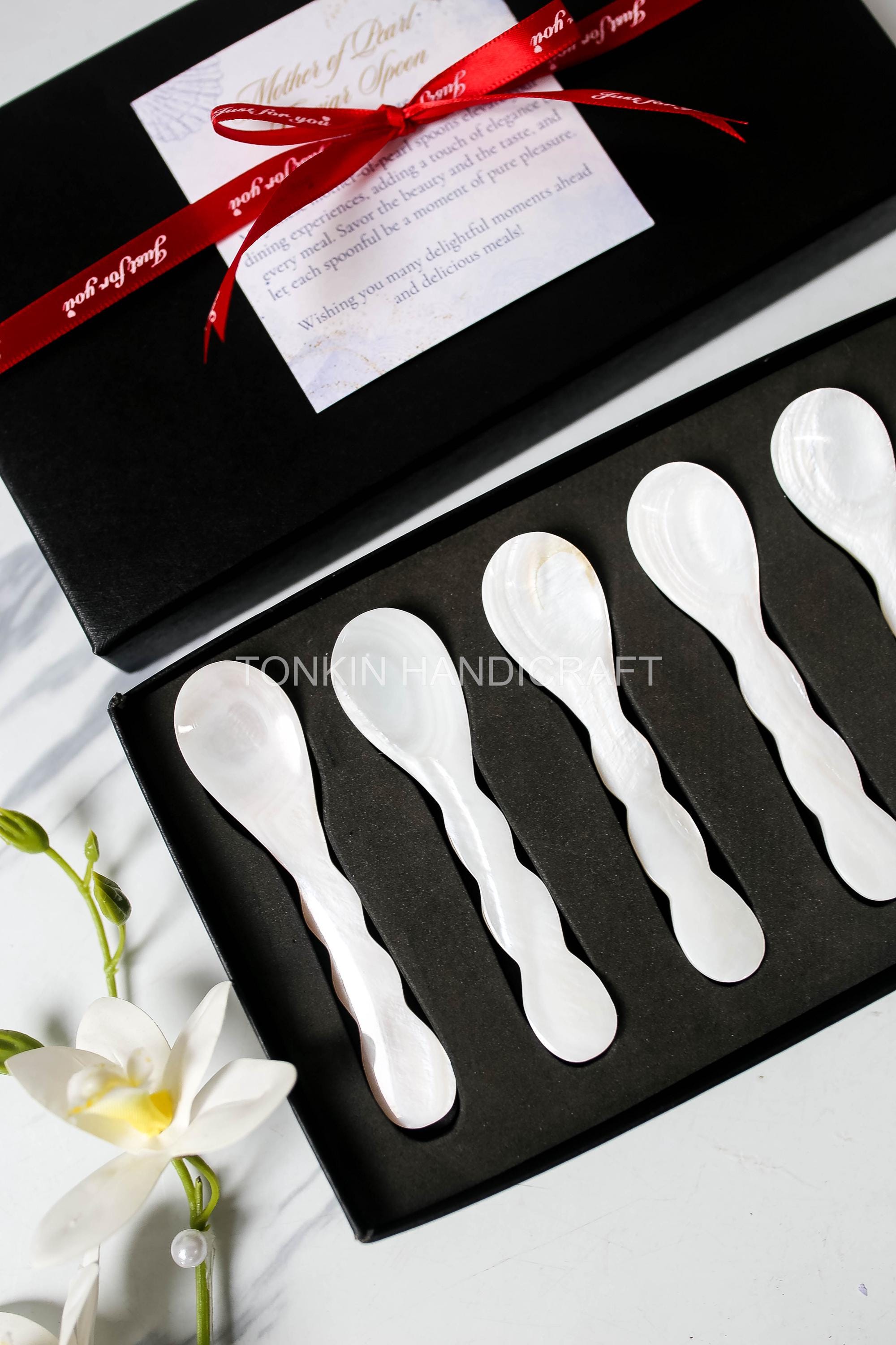 Spoon Gift Box Personalized Mother of Pearl Caviar Spoon Gift Box, Seashell Spoon Gift ...