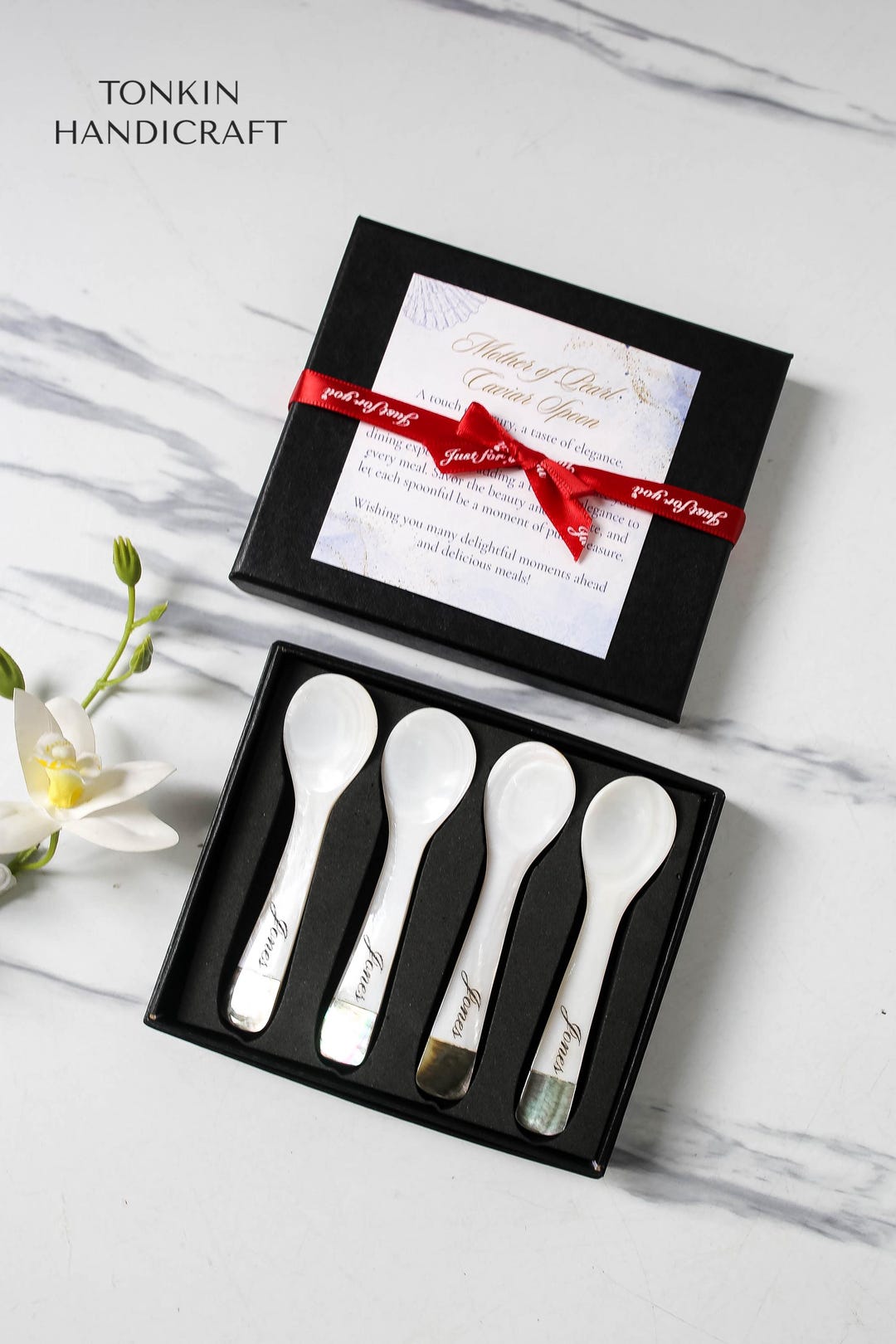 Spoon Gift Box Personalized Mother of Pearl Caviar Spoon Gift Box, Seashell Spoon Gift ...