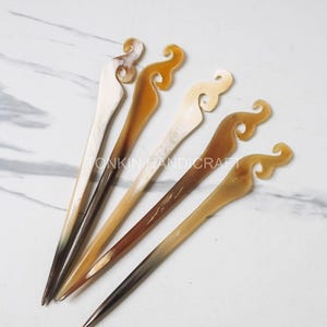 Natural Horn Hair Forks, Buffalo Horn Hair Pins, Bun Holder, Minimal Two-Pronged Hair Fork, Minimal Ponytail Holder/Gift for Her