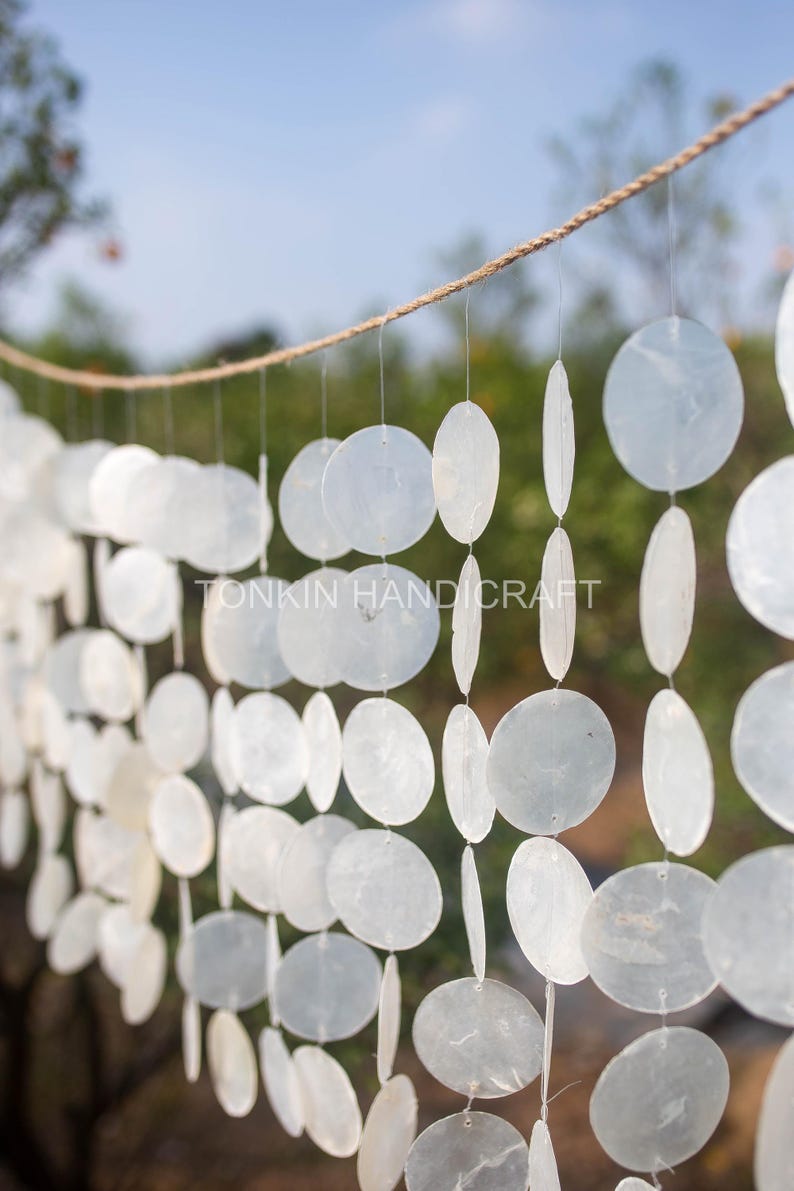 Capiz Shell Wall Hanging, Sea Shells Wall Art, Wall Curtain, Boho Shell ...