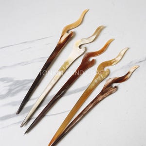 Natural Horn Hair Forks, Buffalo Horn Hair Pins, Bun Holder, Minimal Two-Pronged Hair Fork, Minimal Ponytail Holder/Gift for Her