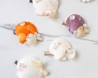 Mermaid Seashell Hair Clip, Seashell Hair Pins, Seashell Bridesmaids Gifts, Gift for Her, Gift for Mother, Beach Wedding Hair Accessories
