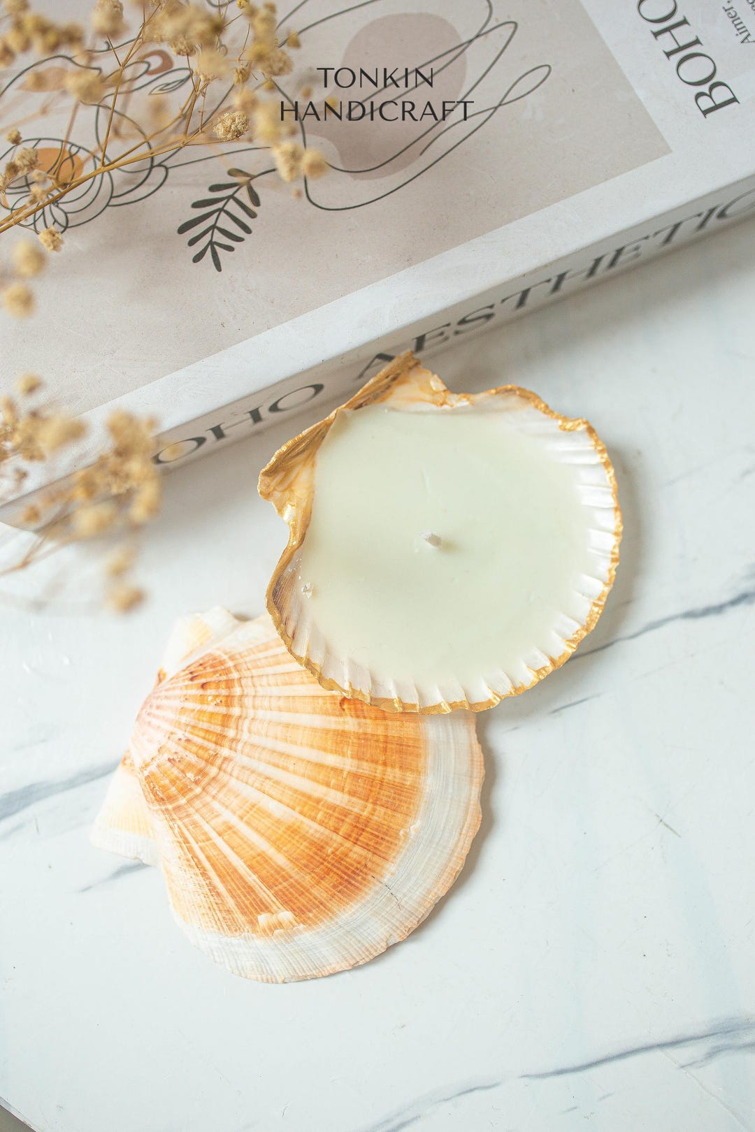 Seashell Soy Candle, Handmade Shell Soy Candles, Beach Candle, Ocean ...