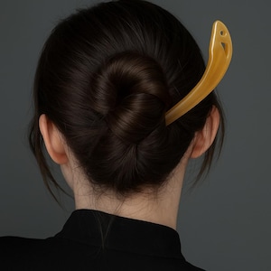 Natural Horn Hair Forks, Buffalo Horn Hair Pins, Bun Holder, Minimal Two-Pronged Hair Fork, Minimal Ponytail Holder/Gift for Her