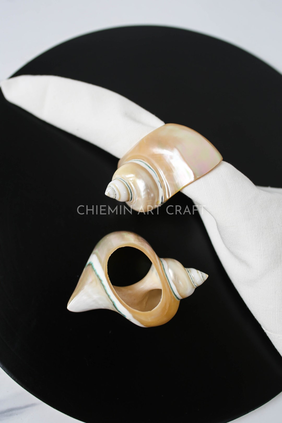 Set of 2 Seashell Napkin Ring Table Decor Boho Napkin Ring Etsy