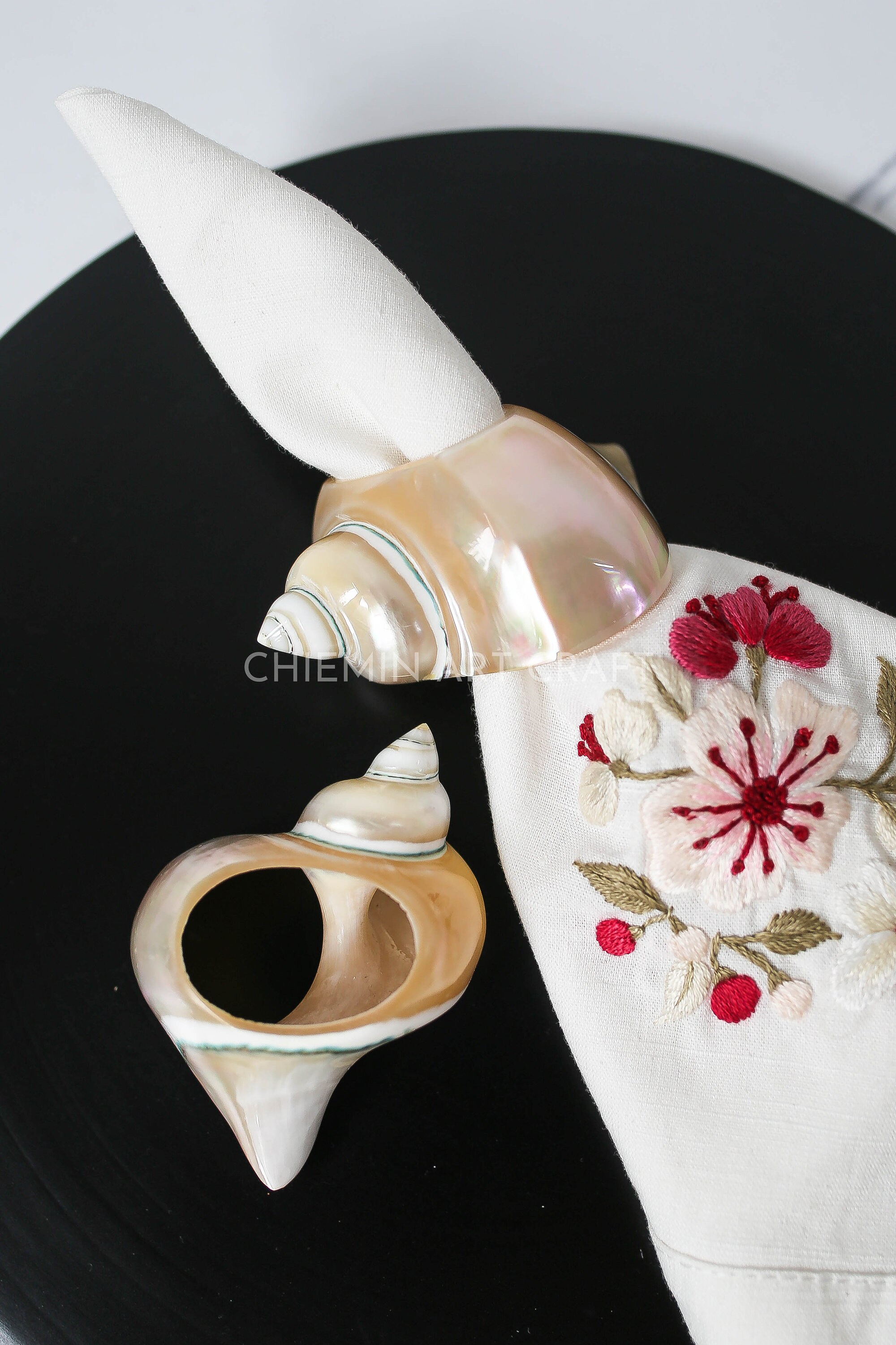 Set of 2 Seashell Napkin Ring, Table Decor, Boho Napkin Ring, Natural ...
