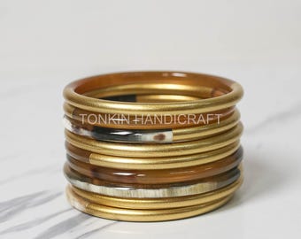Handcrafted Buffalo Horn Bangle Bracelet – Solid Slip on Cuff