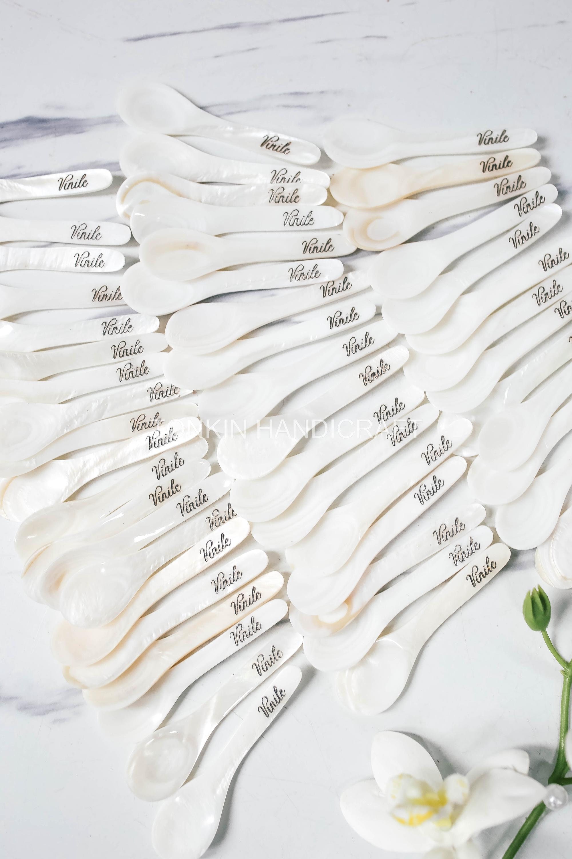 Personalized Mother of Pearl Caviar Spoon,Seashell Spoon, Natural Personalized Utensils, Eco friendly Tableware and dinnerware, Egg Spoon