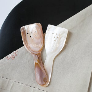 Mother of Pearl Slotted Spoon, Seashell Scoop, Natural Personalized Utensils,Seashell Serving Spoon, Natural Rare Caviar Spoon,Shell Scooper