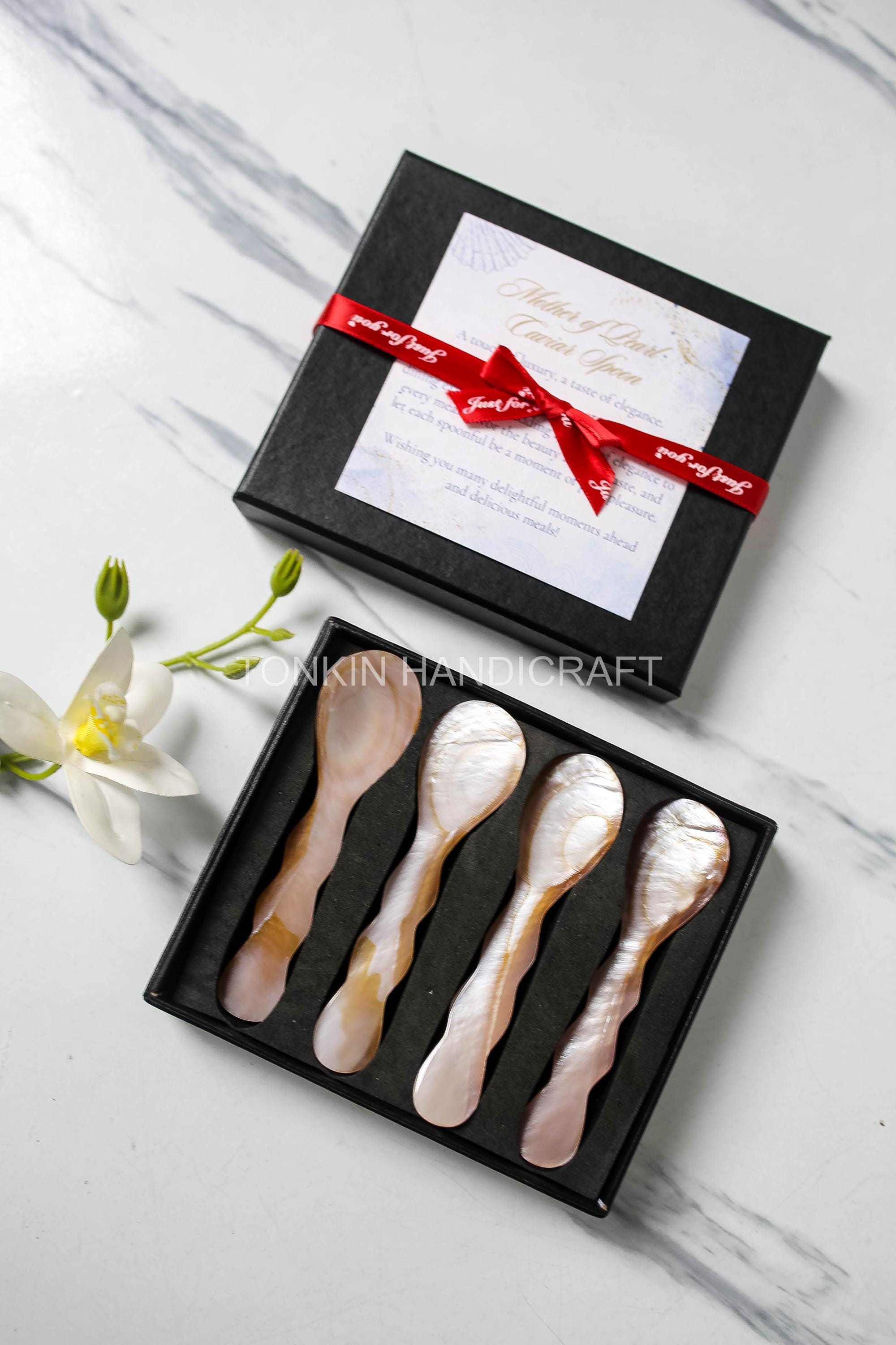 Spoon Gift Box Personalized Mother of Pearl Caviar Spoon Gift Box, Seashell Spoon Gift ...