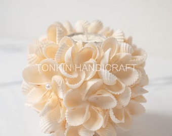 Seashell Candle Holder, Coastal Holder, Seashell Centerpiece, Beach Wedding Nautical Decor, Tealight Holder, Ocean Table Centerpiece Gift
