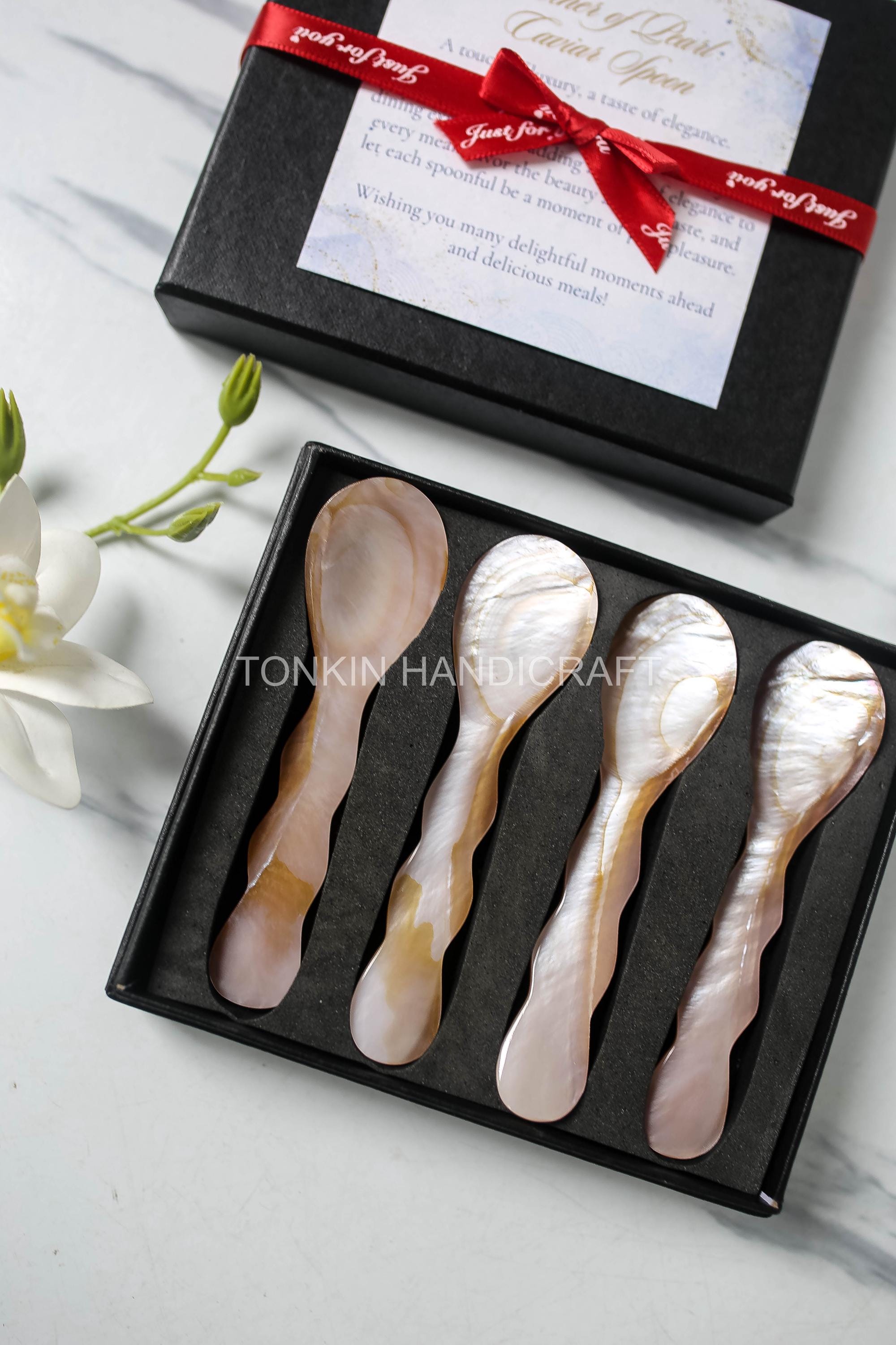 Spoon Gift Box Personalized Mother of Pearl Caviar Spoon Gift Box, Seashell Spoon Gift ...