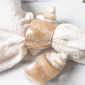 2er-Set Muschel-Serviettenringe, Tischdekoration, Boho-Serviettenring, natürliche personalisierte Utensilien, umweltfreundliches Geschirr & Geschirr, Housewarming