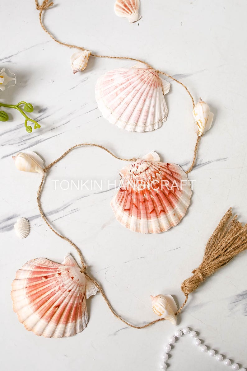 Shell Beach Garland, Seashell Garland, Beach Party Garland, Coastal ...