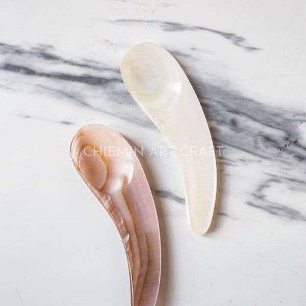 Moo Mother of Pearl Personalized Seashell Caviar Spoon, Cream Spoon, Natural Utensils, Eco friendly Tableware and dinnerware