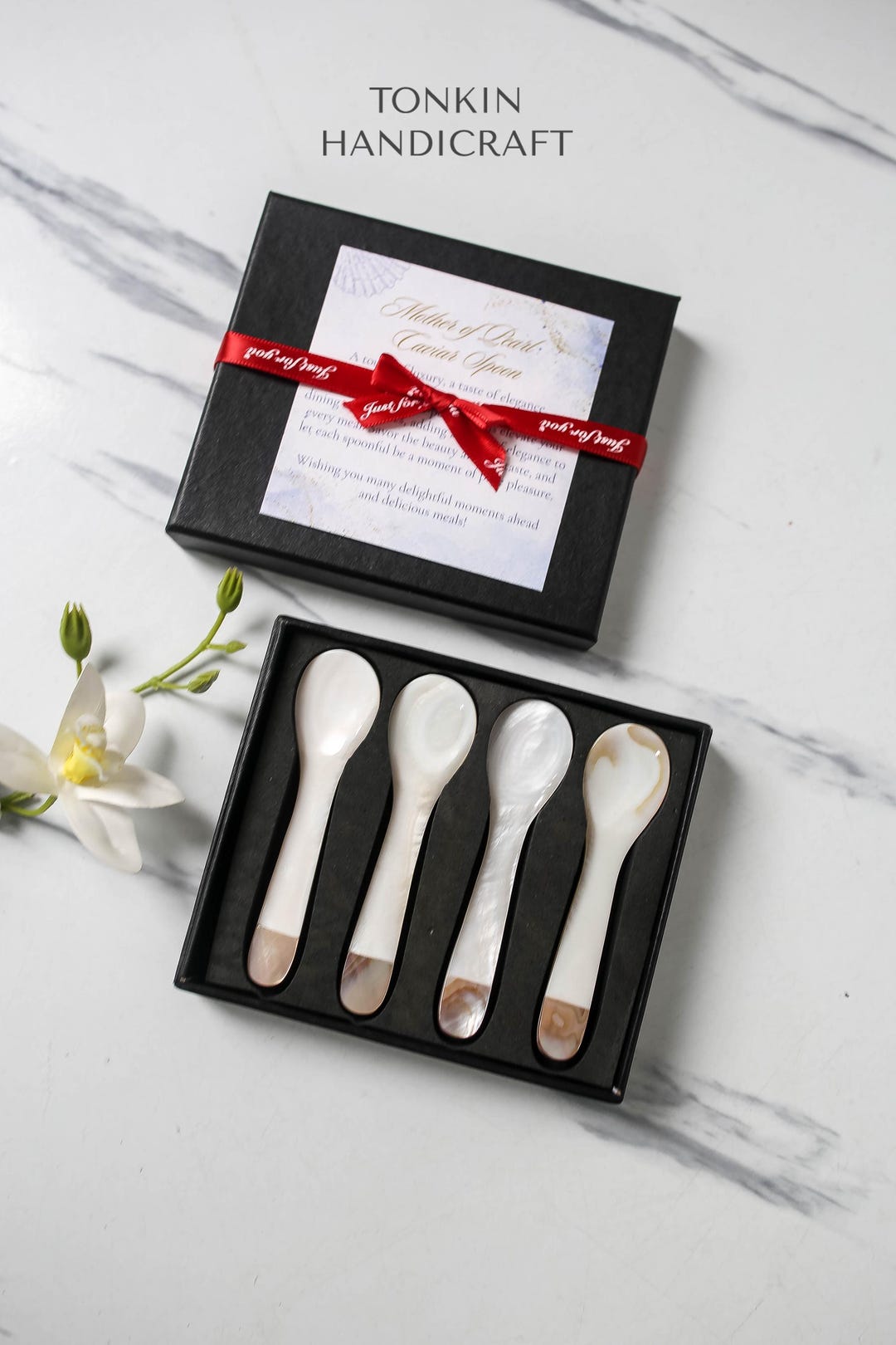 Spoon Gift Box Personalized Mother of Pearl Caviar Spoon Gift Box, Seashell Spoon Gift ...