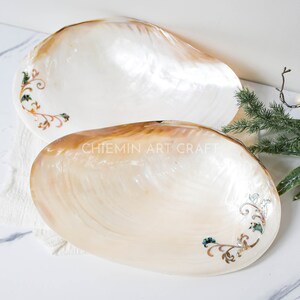 Mother of Pearl Seashell Plate,Fruit Plate TableTop, Natural Personalized Utensils,Eco friendly Tableware and dinnerware