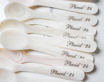 Wholesale Personalized Mother of Pearl Caviar Spoon Favor wedding spoon, Seashell Spoon, Natural Personalized Utensils, Eco-friendly Gift