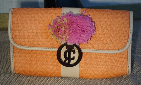 Juicy Couture Woven Straw & Leather Clutch - image 2