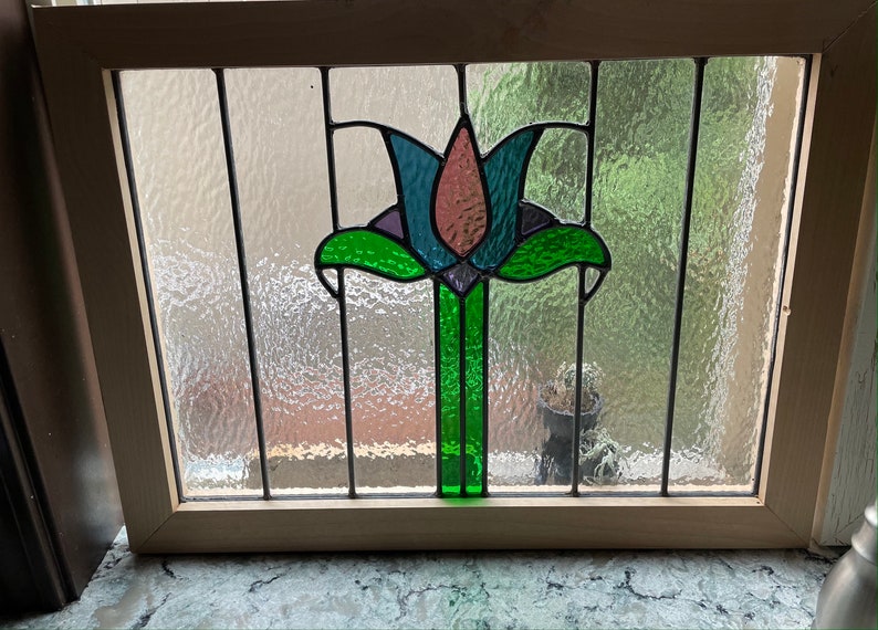 Framed Stained Glass Window Etsy