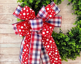 Large Patriotic Wreath Bow for July 4th Decor, USA bow, July 4th Bow, Patriotic Tree Topper, Patriotic Bow, Memorial Day Decor, Summer Bow