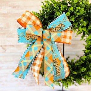 Fall Truck with Pumpkins Wreath Bow, Fall Leopard Wreath Bow, Fall Teal and Orange Bow, Fall Lantern Bow, Lamppost Bow, Mailbox Bow