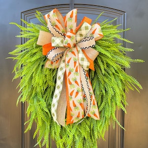 Spring Bead Grass Wreath for Easter, Saw Grass Wreath for Front Door, Custom Year Round Wreath, Cascading Greenery Wreath,Button Fern Wreath