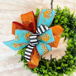 Fall Truck with Pumpkins Wreath Bow, Fall Leopard Wreath Bow, Fall Teal and Orange Bow, Fall Lantern Bow, Lamppost Bow, Mailbox Bow
