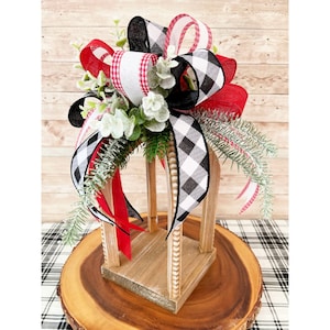 Rustic Christmas Lantern with Bow, Christmas Lantern Centerpiece, Christmas Lantern Arrangment, Holiday Lantern Centerpiece