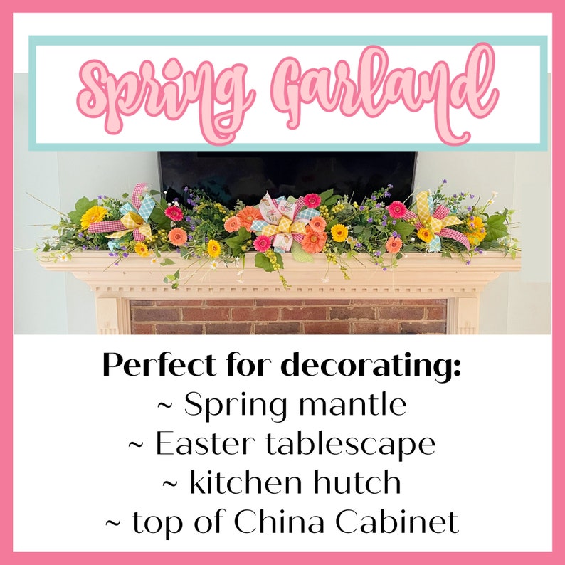 Spring Floral Garland Spring Garland for Mantle Easter Etsy