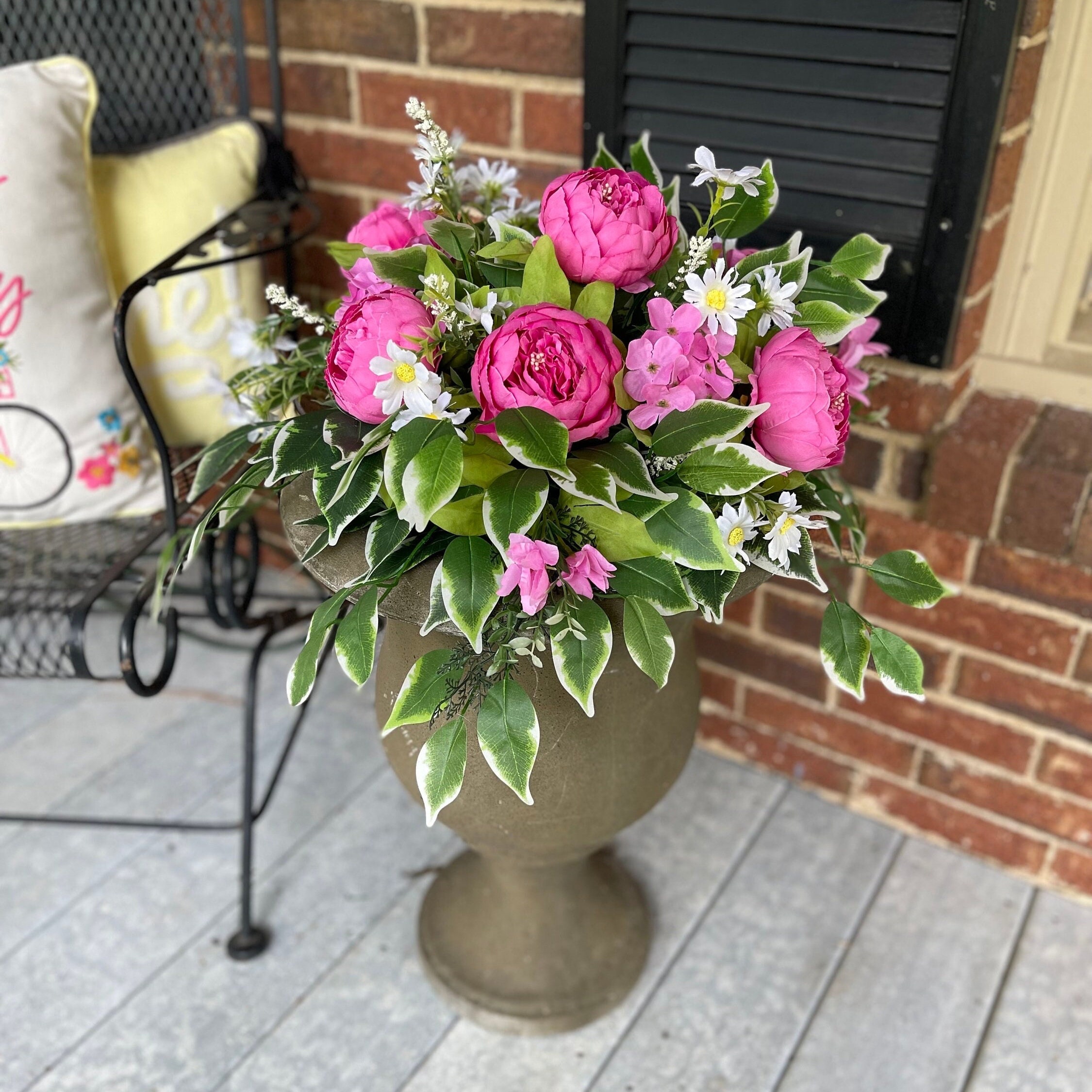 34 Front Porch Decor Ideas for Every Season 22 Peony Urn Filler for Spring, Spring Front Porch Planter, Spring Urn…