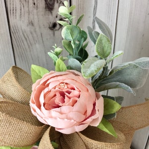 Spring Lantern Swag, Pink Peony Lantern Swag, Farmhouse Lantern Centerpiece with Flowers, Farmhouse Lantern Topper, Burlap Bow for Lantern image 4