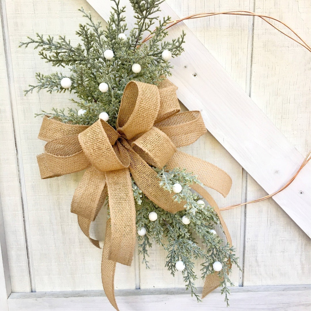Burlap Christmas Bow, Farmhouse Bow for Wreath, Burlap Wreath Bow ...