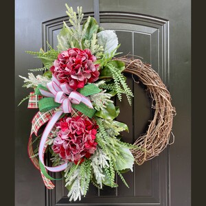 Christmas Wreath for Front Door, Christmas Hydrangea Wreath, Holiday Door Wreaths, Christmas Front Door Decor