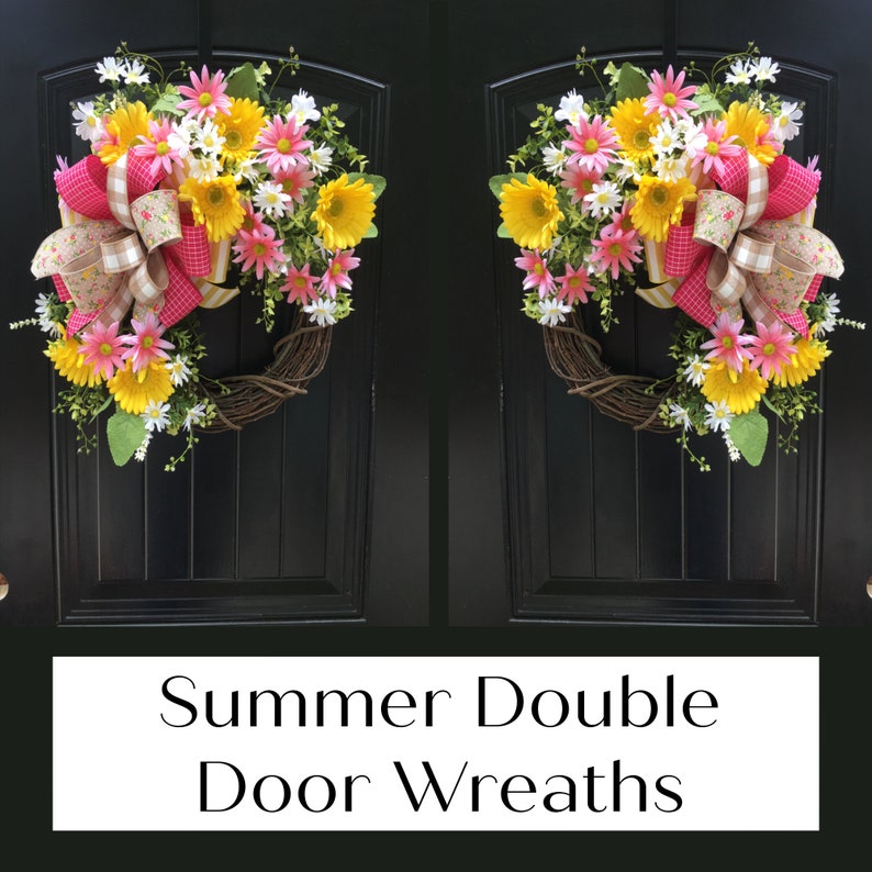 Summer Wreath for Front Door Summer Wreath for Double Doors Etsy