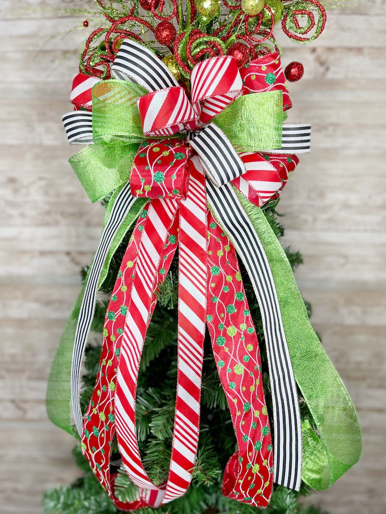 Whimsical Tree Topper Red and Green Tree Topper Christmas Etsy