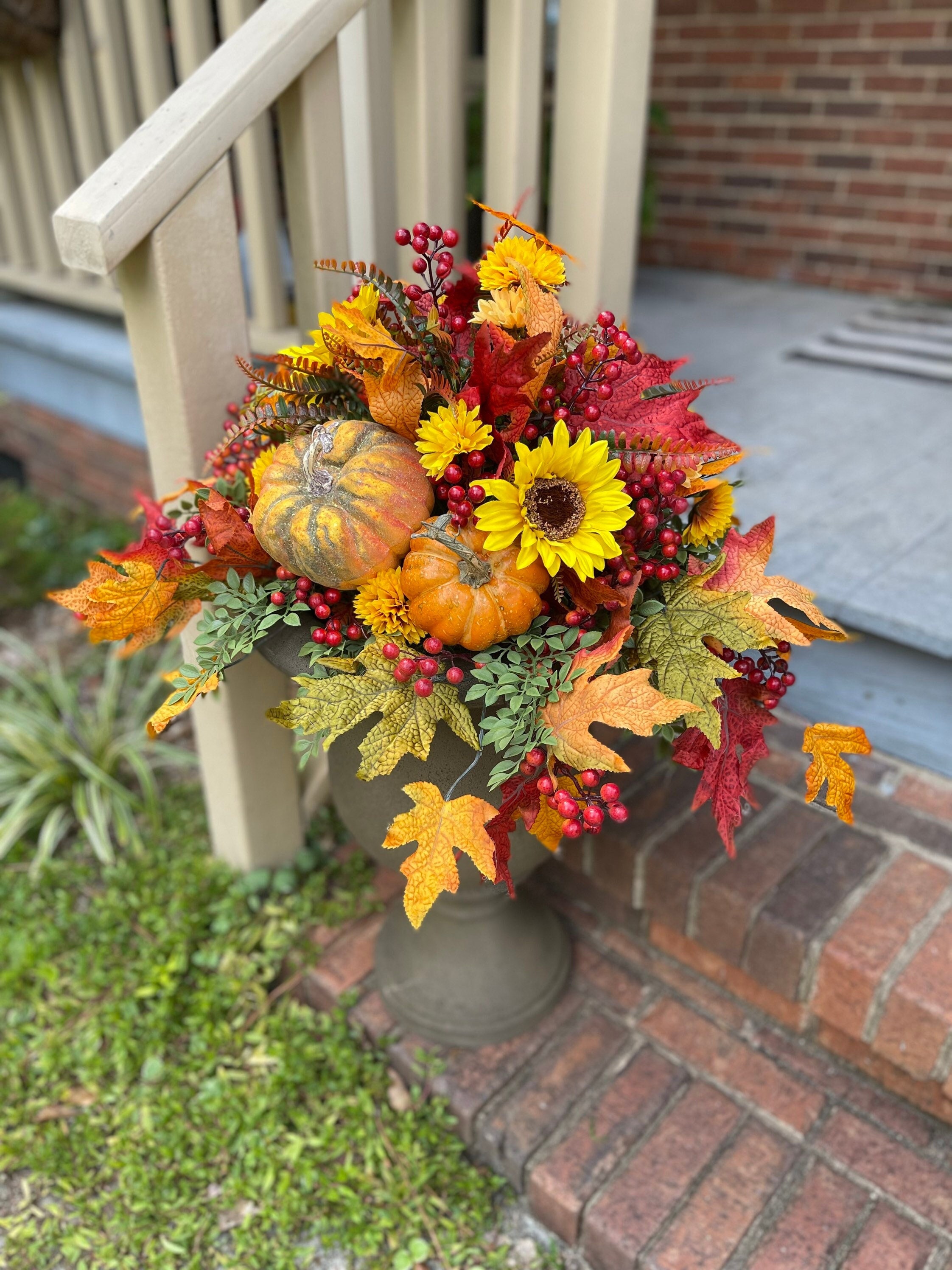 34 Front Porch Decor Ideas for Every Season 24 Fall Front Porch Planter, Fall Urn Filler for Outdoors, Fall Floral…
