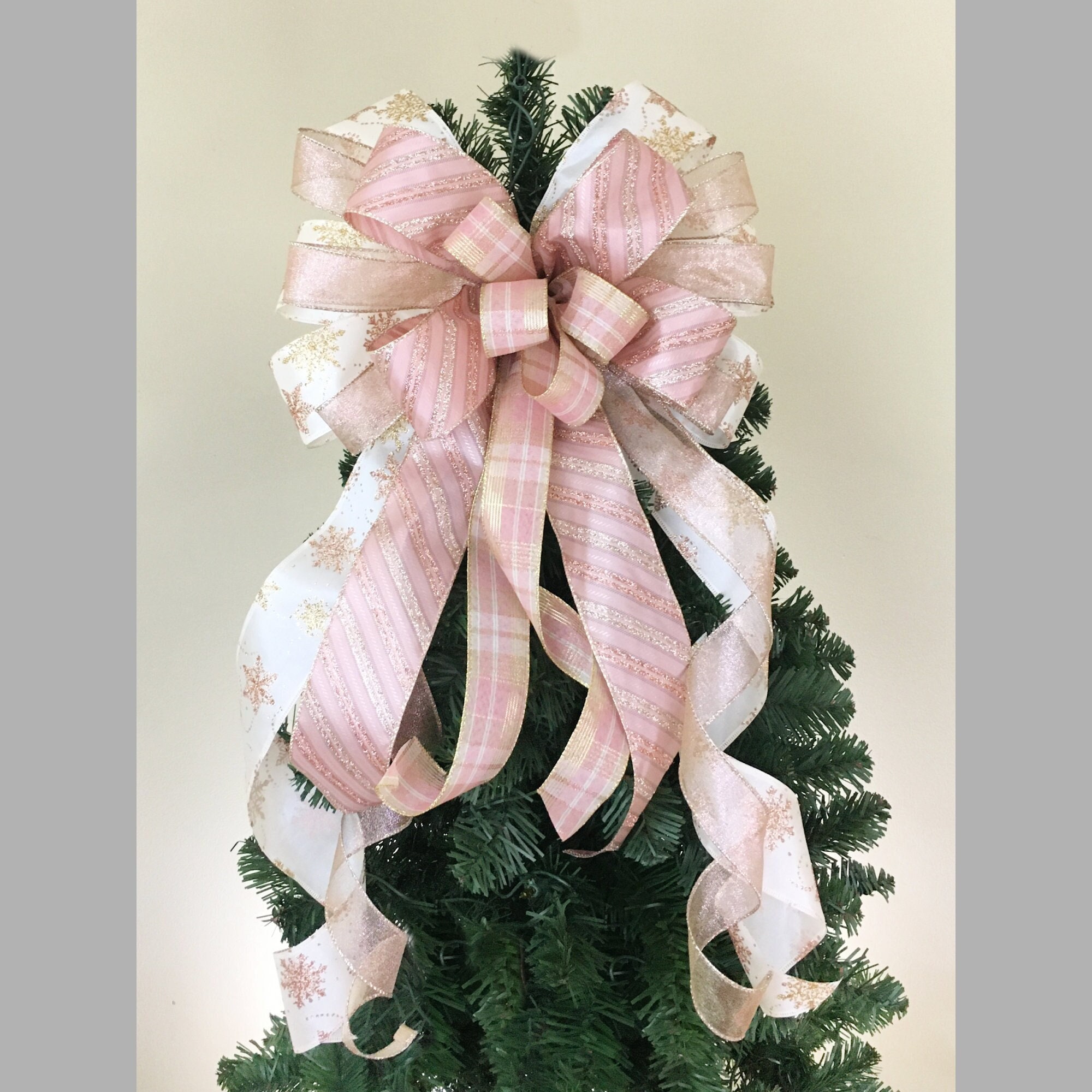 Christmas Tree Topper, Tree Topper Bow With Streamers, Christmas