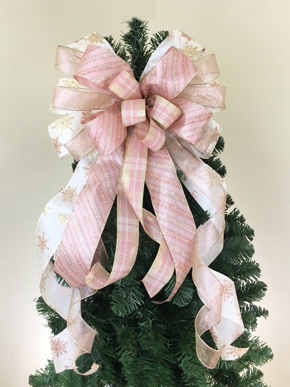 Christmas Tree Topper, Tree Topper Bow With Streamers, Christmas