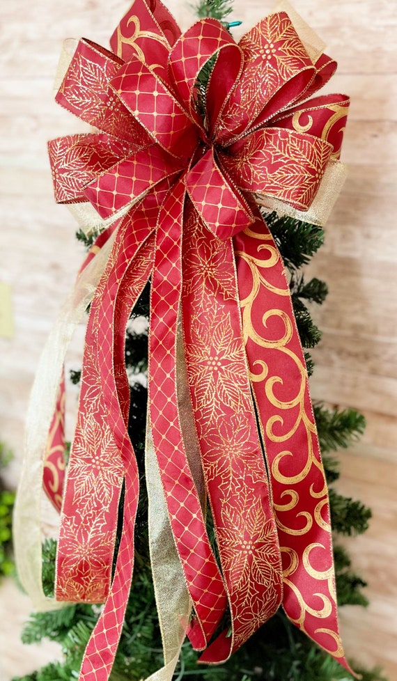 Christmas Tree Ribbon Wired Ribbon Craft Gift Wrapping Ribbon Holiday for  Xmas Wreath Garland, Gold Stamping Ribbon - China Christmas Ribbon and Gift  Ribbon price