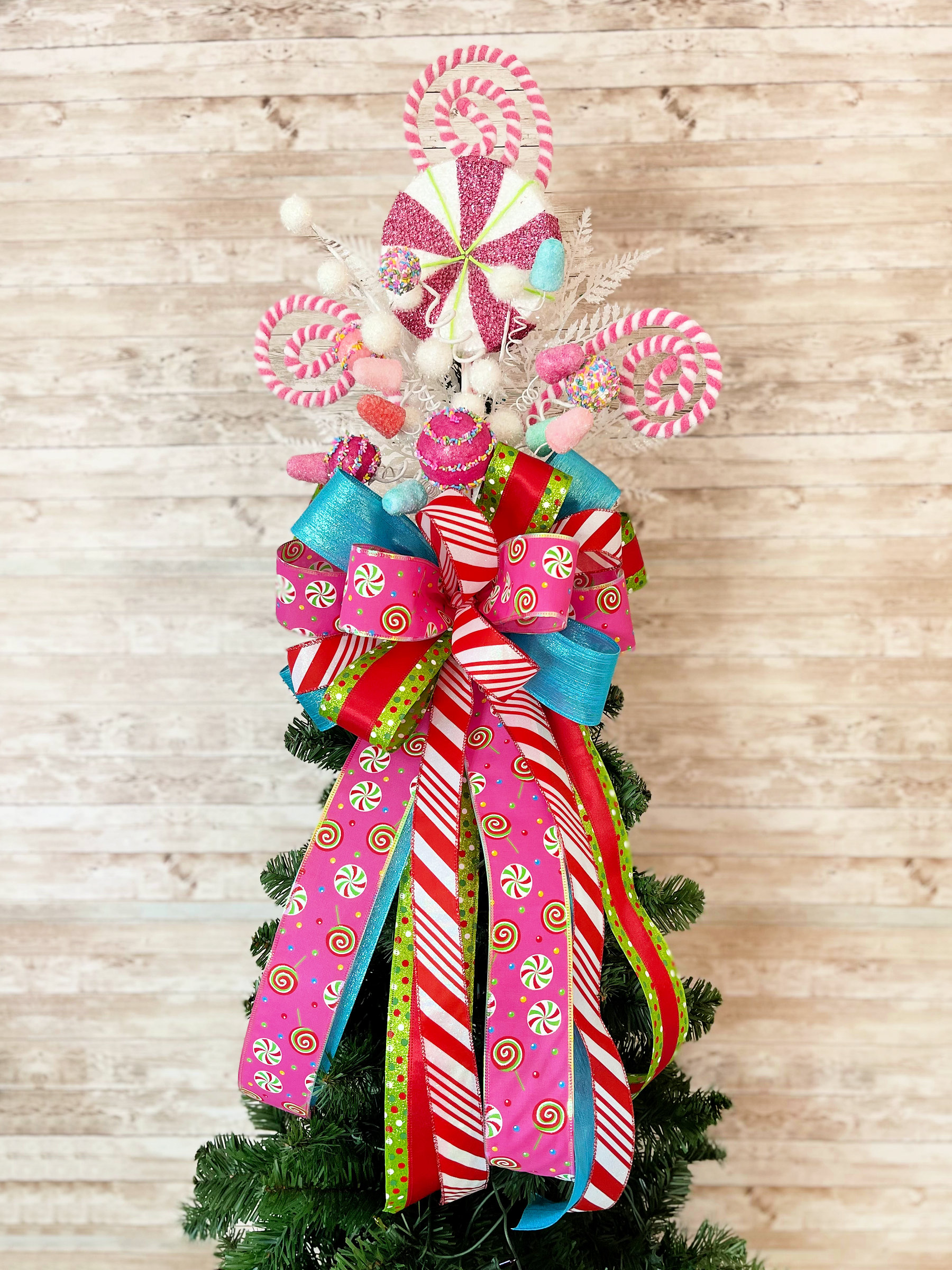 Pink Candy Christmas Tree Topper, Candyland Christmas Tree Decorations ...