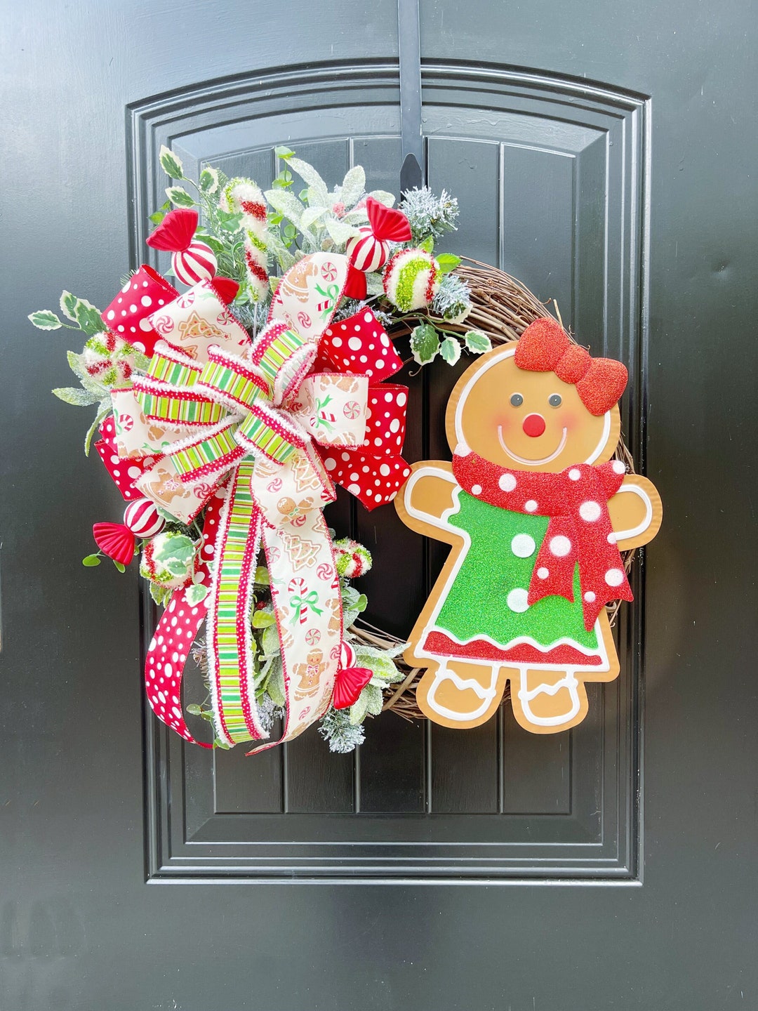 Gingerbread Man Christmas Wreath for Front Door, Gingerbread Door ...