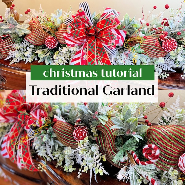 How to Make a Christmas Garland, DIY Christmas Garland Tutorial, Garland Tutorial, DIY Wreath Video, DIY Christmas Wreath Bow Tutorial