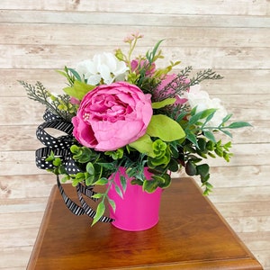 Pink Peony Floral Arrangement for Mothers Day, Mother&#39;s Day Gift, Table Centerpiece, Artificial Flower Arrangement, Floral Centerpiece
