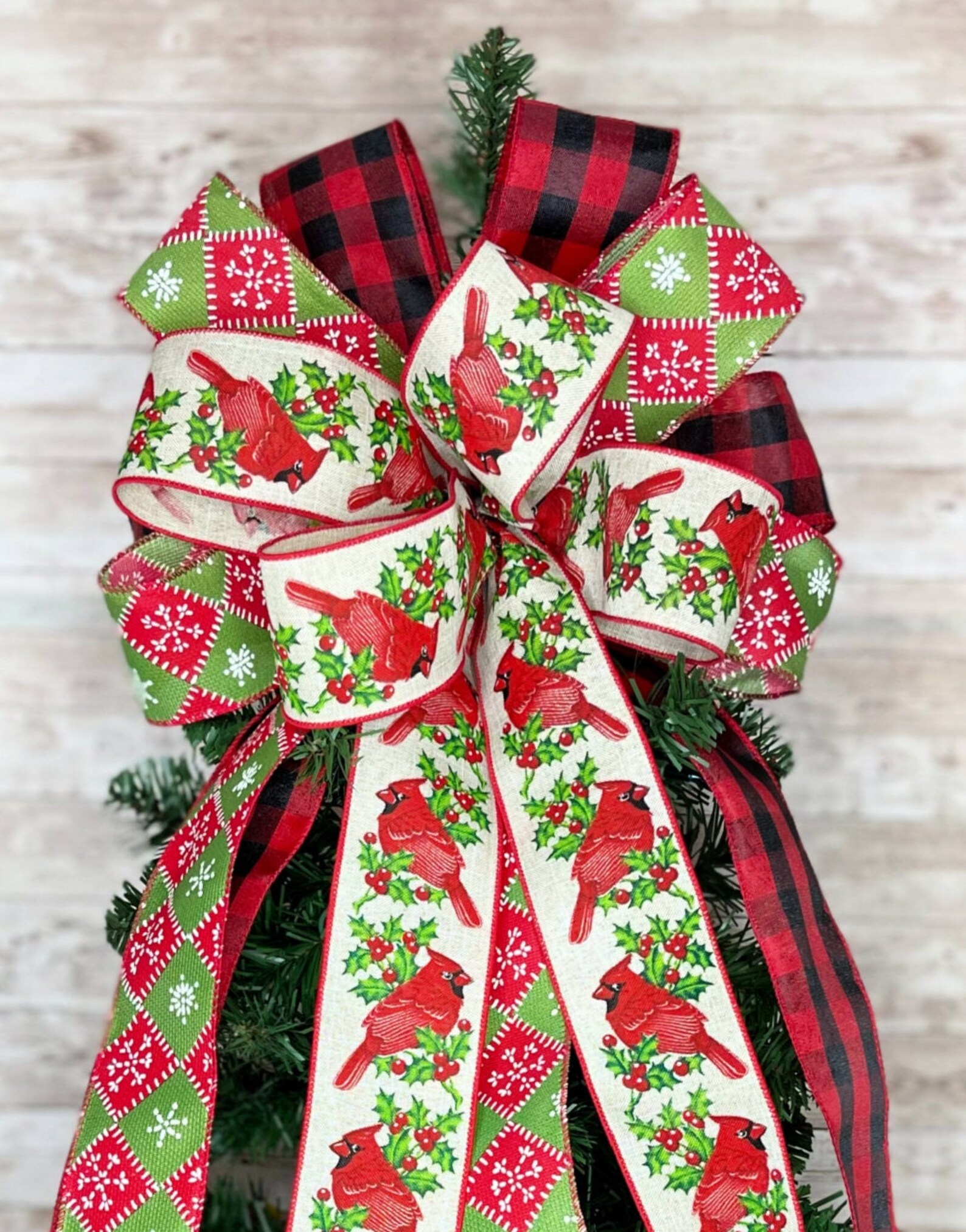 Cardinal Christmas Tree Bow Red Bird Christmas Bow Cardinal Etsy