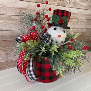 Christmas Snowman Arrangement Winter Snowman Arrangement - Etsy